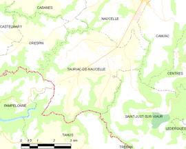 Mapa obce Tauriac-de-Naucelle