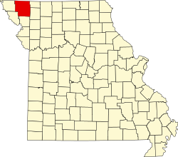 Karte von Nodaway County innerhalb von Missouri