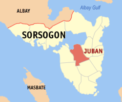 Map of Sorsogon with Juban highlighted