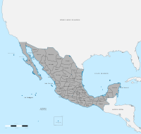 Die deelstate van Meksiko in 1865