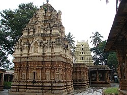 Ornate, tan pyramidal stone temple