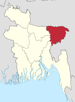 Lokasi Divisi Sylhet di Bangladés