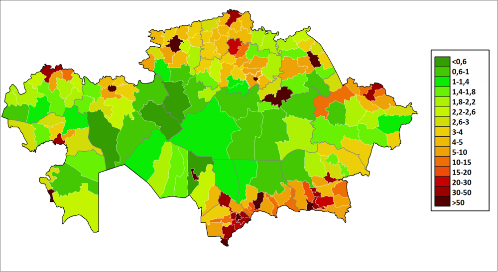 Densidad poblacional, 2016
