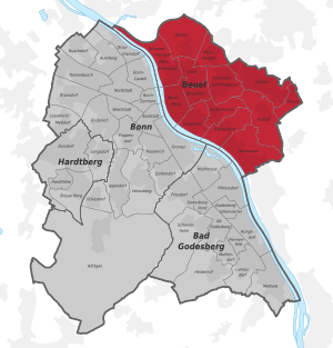 Lage des Stadtbezirks Beuel in Bonn