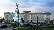 Buckingham Palace. This is the principal facade, the East Front; originally constructed by Edward Blore and completed in 1850, it was redesigned in 1913 by Sir Aston Webb.