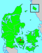オーデンセの位置の位置図