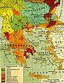 Македонски: Унгарска карта на Македонија и Балканот од 1897. English: Hungarian ethnographic map of the Balkans and Macedonia from 1897.