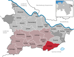 Läget för kommunen Lemgow i Landkreis Lüchow-Dannenberg