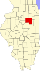 リビングストン郡の位置を示したイリノイ州の地図