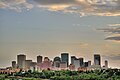 A dusk view of the East downtown skyline