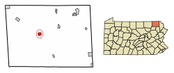 Location of Montrose in Susquehanna County, Pennsylvania.