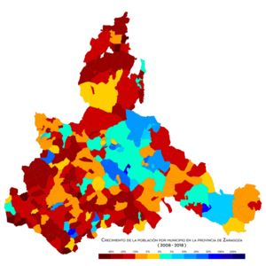 Crecimiento de la población por municipio entre 2008 y 2018