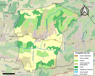 Carte en couleurs présentant l'occupation des sols.