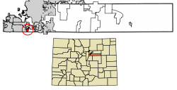 Location of the Inverness CDP in Arapahoe County, Colorado.