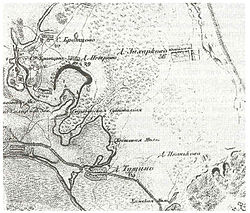 Петрово и окрестности. Фрагмент топографической карты Москвы 1818 г.