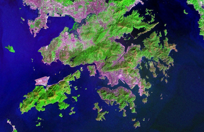 Nasa-Satellietbeeld van Hongkong