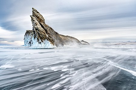 Snowstorm near Ogoy island