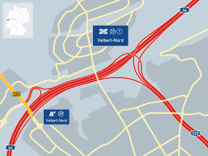 Übersichtskarte Autobahndreieck Velbert-Nord