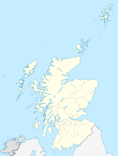 Mapa konturowa Szkocji, na dole nieco na prawo znajduje się punkt z opisem „Easter Road Stadium”
