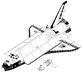 Comparanza ente'l Space Shuttle Orbiter y el Soyuz-TM.