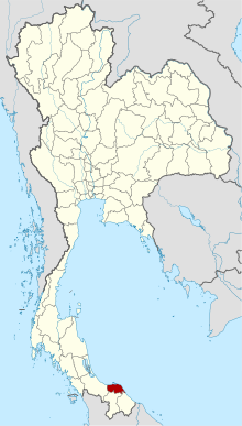 Mapa ng Taylandiya na nagpapakita ng lalawigan ng Pattani