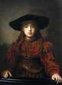 Jonge vrouw in een schilderijlijst, Rembrandt 1641