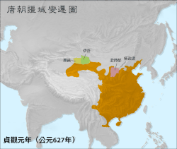 Map of territorial changes in the Tang Dynasty[2][4][5][citation needed]