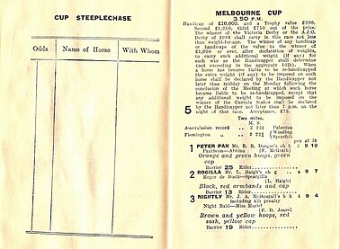 Conditions & starters 1934 VRC Melbourne Cup racebook