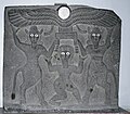 Représentations d'hommes-taureaux tenant un disque ailé. Musée national d'Alep.