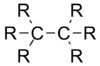 Two sp3 carbon atoms bonded to each other.