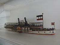 Seitenrad-Salondampfer "Humboldt", erbaut 1866/67 von L. Smit & Zoon (Kinderdijk), Schwesterschiff von Salonschiff "Friede", gleiche Einzelheiten; Ausserdienststellung 1898