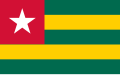 The flag of Togo has a red canton bearing a white five-pointed star.