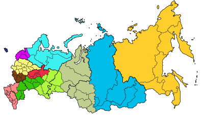 Karta gospodarskih regija u Rusiji