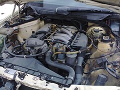 A Mercedes-Benz OM601 naturally aspirated diesel engine fitted in a W201 190D Mercedes-Benz passenger car.