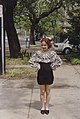 Image 98Young woman standing on sidewalk, Uptown New Orleans, 1992. (from 1990s in fashion)