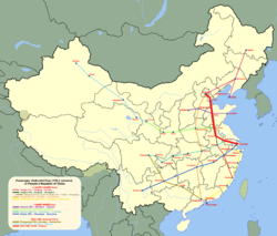 A Peking–Sanghaj nagysebességű vasútvonal útvonala