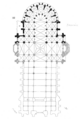 Floorplan; the lighter section in the lower half shows the nave (never constructed)