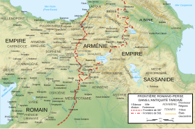 Une carte figurant les lieux mentionnés dans l'article sur la frontière orientale de l'Empire byzantin