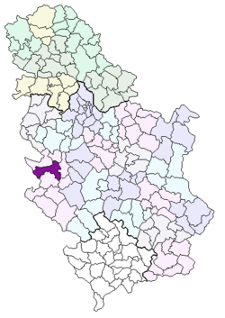 Užicen kunnan sijainti Serbiassa.