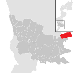 Kommunens läge i distriktet Güssing