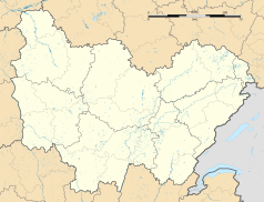 Mapa konturowa Burgundii-Franche-Comté, po prawej znajduje się punkt z opisem „Chaux-lès-Passavant”