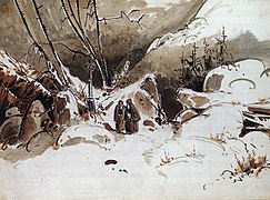 Alpine Pass in Winter with Monks (1833), de Carl Blechen (1798-1840)