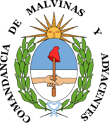 Escudo de la Comandancia política y militar de las Islas Malvinas (1829-1833) basado en el escudo argentino.