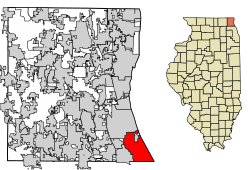 Location of Highland Park in Lake County, Illinois