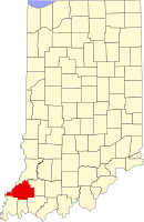 Map of Indiana highlighting Gibson County