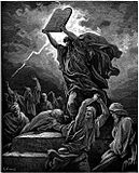 Moisés con las Tablas de la Ley. Grabado de Doré, siglo XIX
