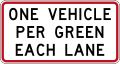 (R2-10) One Vehicle per Green each lane (used underneath ramp meters on motorway on-ramps)