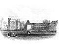 Rye House, 1823 engraving. The long building was a barn and malting-house, then used as a workhouse