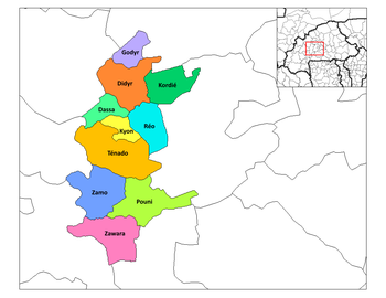 Kordie Department location in the province