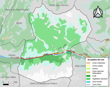 Carte en couleurs présentant l'occupation des sols.